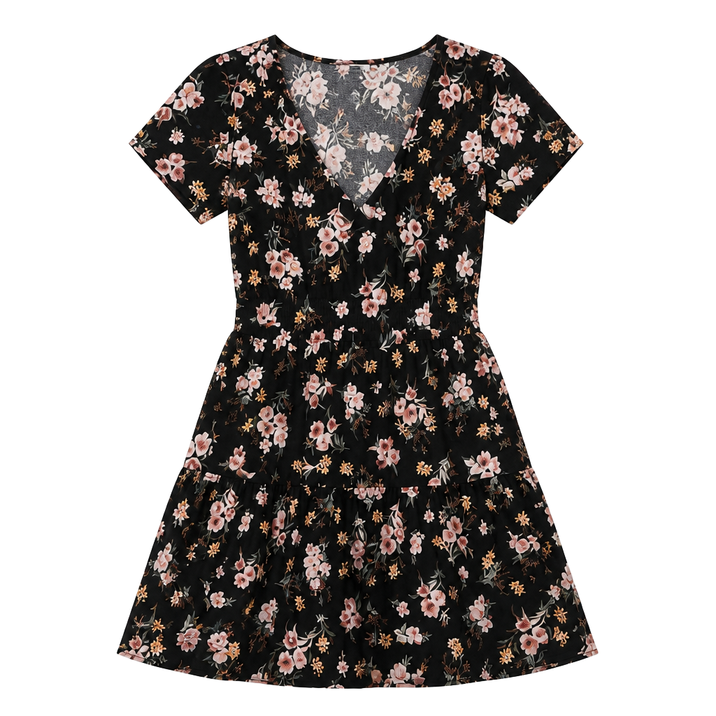 Saltwater Luxe Black Floral Print Mini Dress XS 1