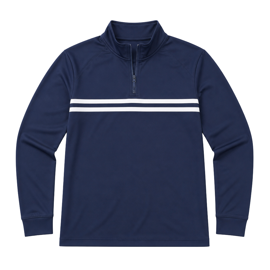 Barefoot Dreams Malibu Golf Performance Quarter-Zip Pullover Navy Blue White Stripes Womans 1
