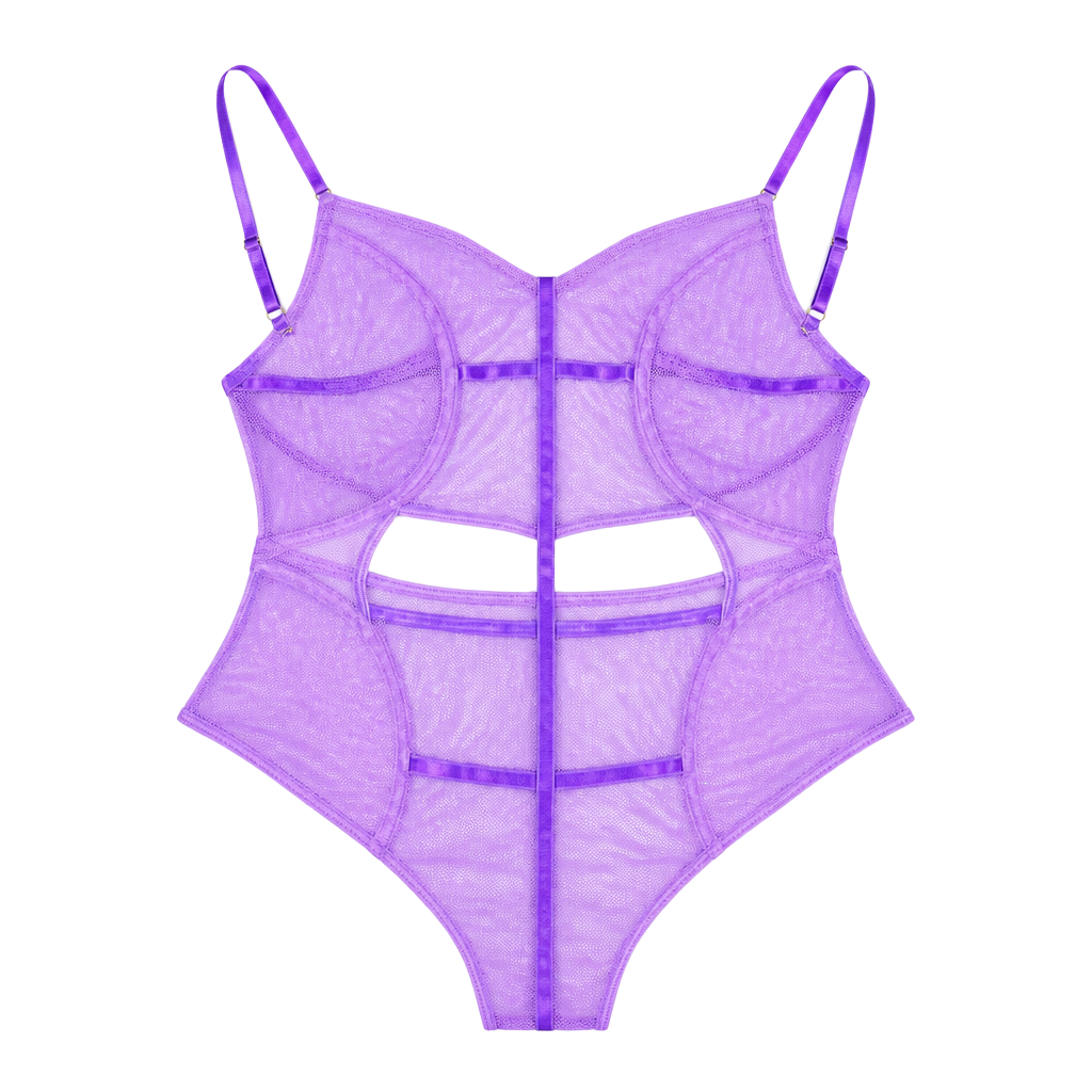 Savage Purple Sheer Women's One Piece Bodysuit Adjustable Strap Underwired 1