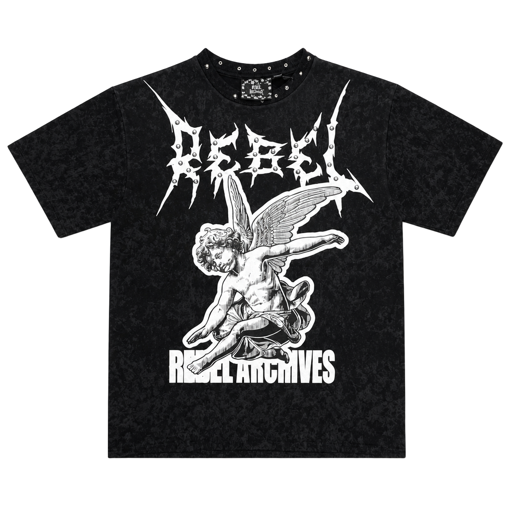 Rebel Vengeance Rebel Archives Graphic T-Shirt Studded Black New 1