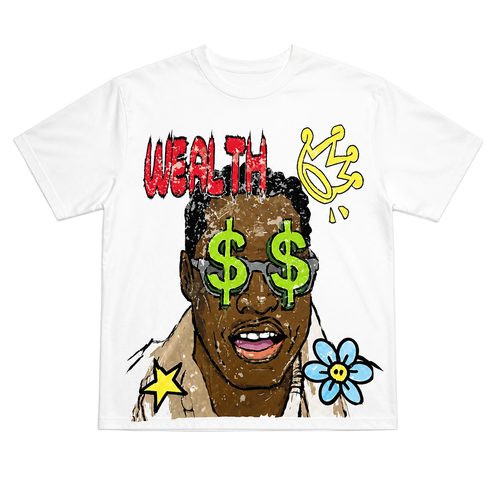 Manfinity Wealth Money Talks Graphic Print Short Sleeve T-Shirt White XL 1
