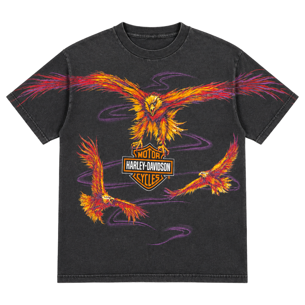 Harley-Davidson Vintage 1999 Fiery Eagle Graphic T-Shirt Black 1