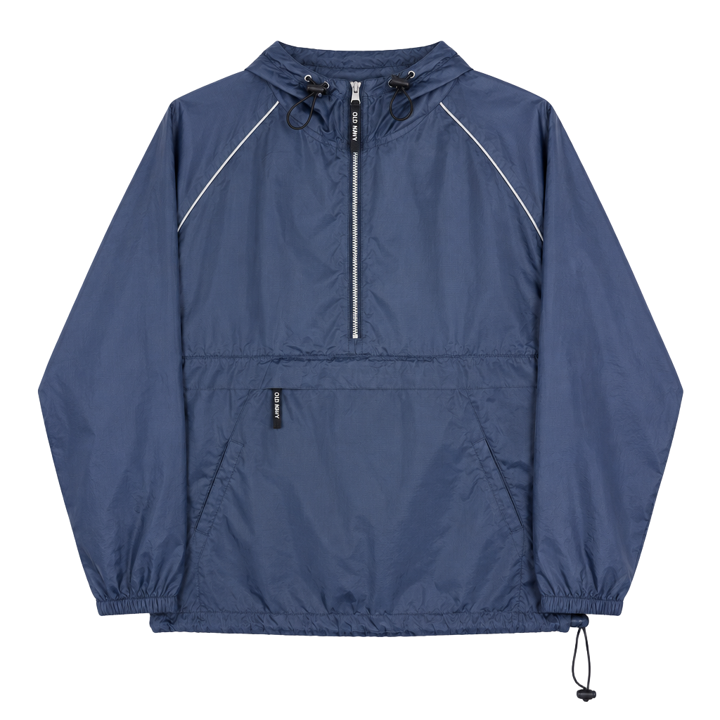 Old Navy Windbreaker Jacket Size L Blue Quarter Zip Hooded Pullover 1