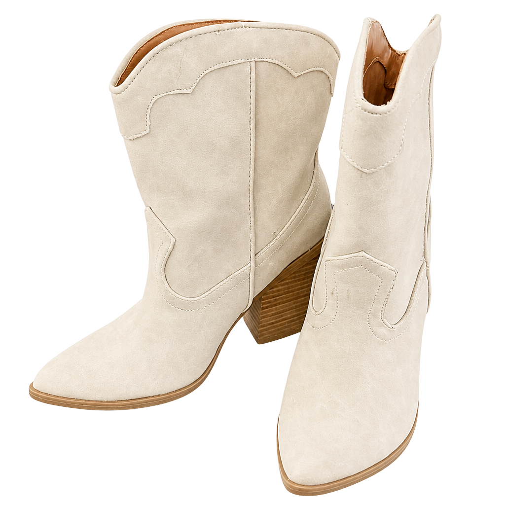 DV by Dolce Vita Nikson Cowboy Booties Size 7 Ivory 1