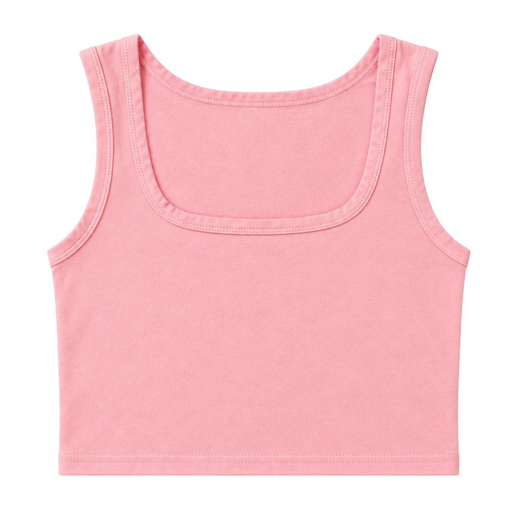 SHEIN Pink Square Neck Crop Tank Top 1