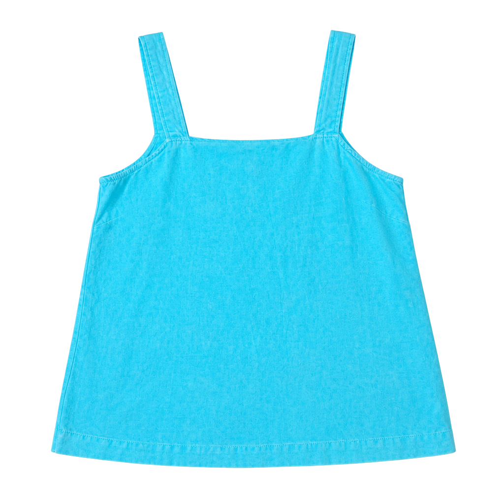 Casacabana Blue Cotton Linen Square Neck Button-Front Tank Top Size S 1