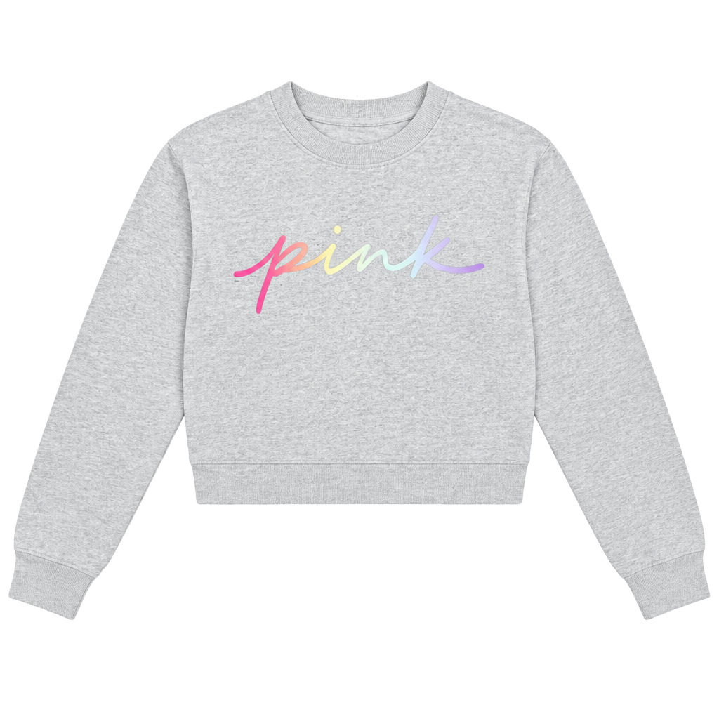 Victoria's Secret PINK Sweatshirt XS Grey Off Shoulder Gradient Logo 1
