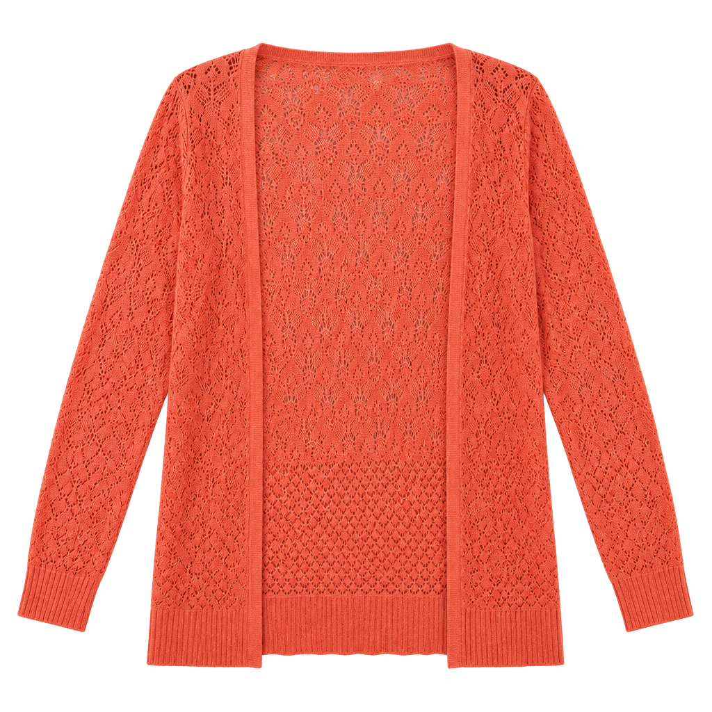 Lane Bryant Cardigan Size 14/16W Coral Open Knit Sweater 1