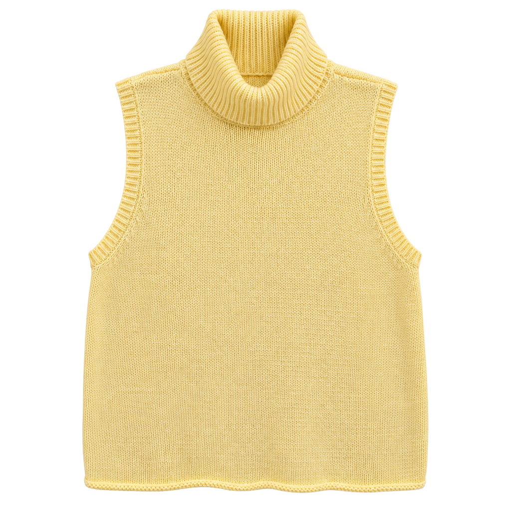 Falls Creek Turtleneck Sleeveless Sweater Yellow Knit 1