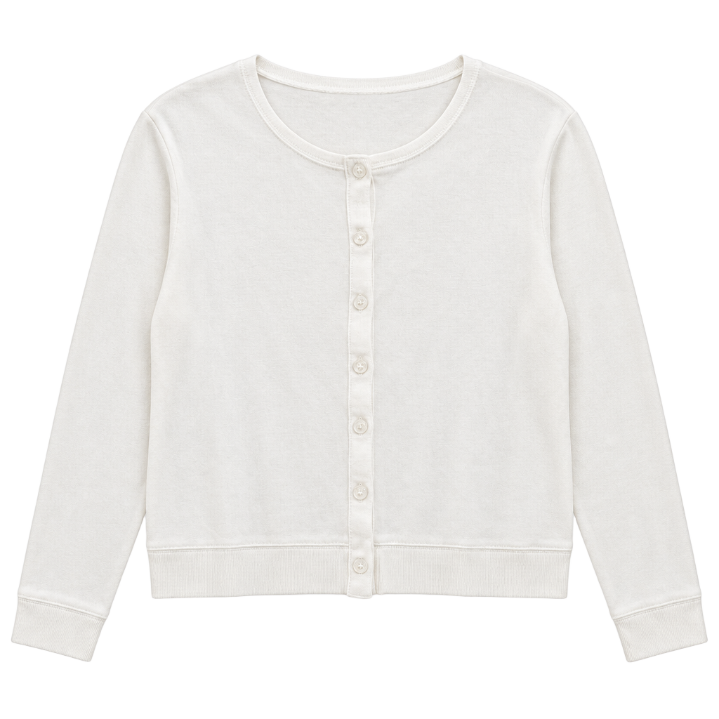 Rafaella Cardigan Sweater Size L White Long Sleeve Crew Neck Button Front 1