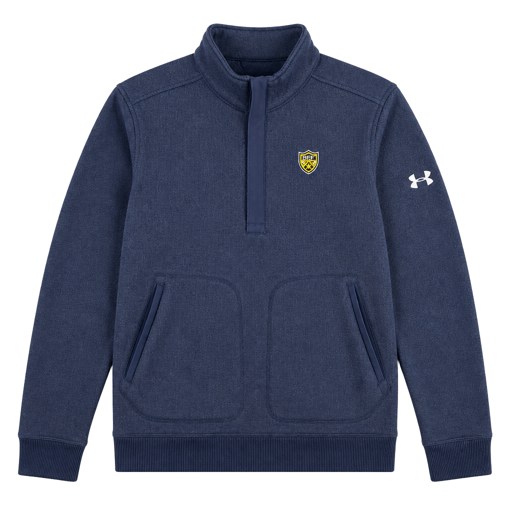 Under Armour Specialist Sweater Fleece Quarter Zip Pullover Navy Blue Size Large 1