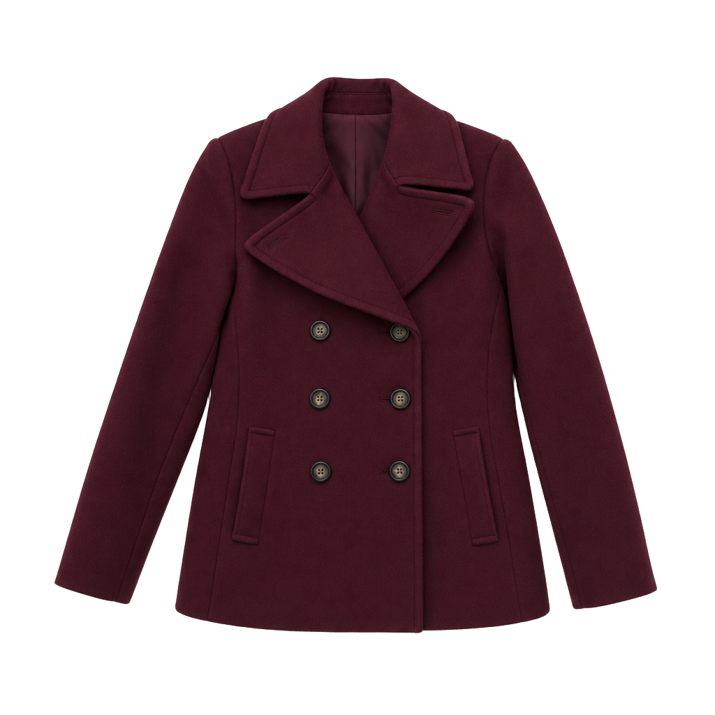 Old Navy Women's Petite Small Double-Breasted Burgundy Peacoat 1