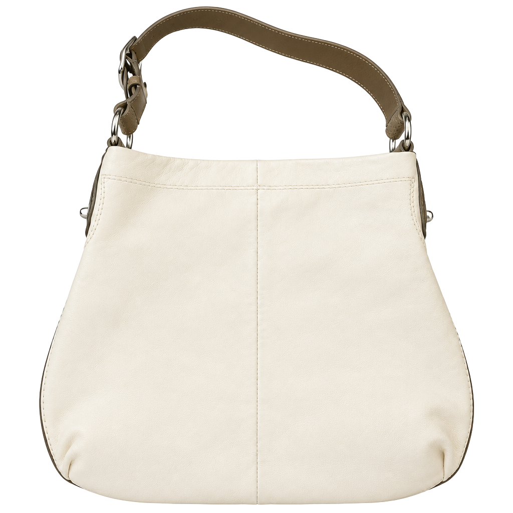 Coach Pebble Leather Scout Hobo Handbag White Brown 1