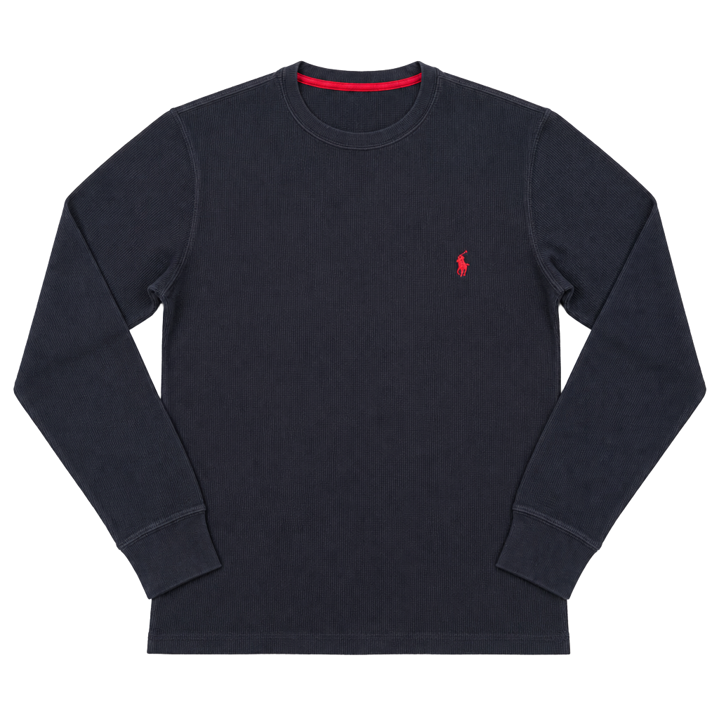 Polo Ralph Lauren Men's Thermal Sleepwear Long Sleeve Shirt Black Size M 1