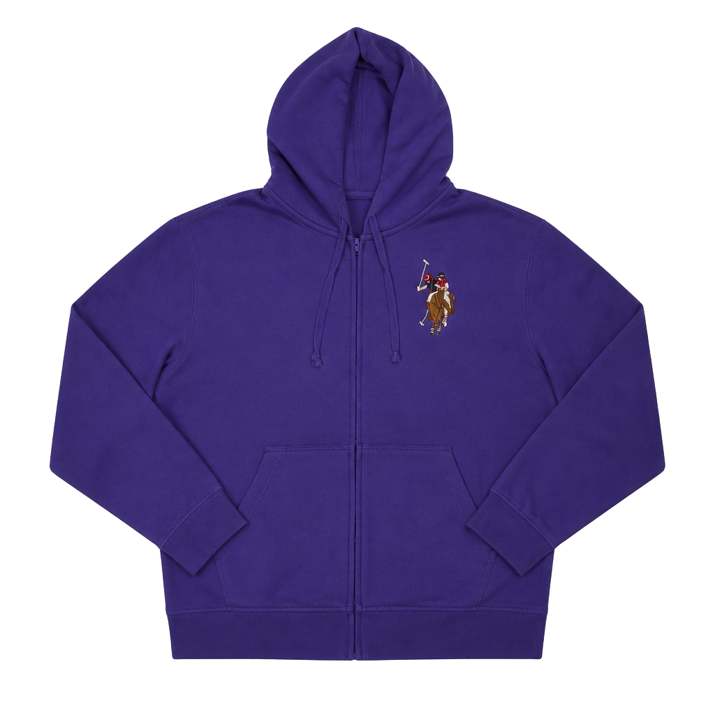 U.S. Polo Assn. Purple Full-Zip Hoodie with Embroidered Big Logo and Sleeve Number 3 1