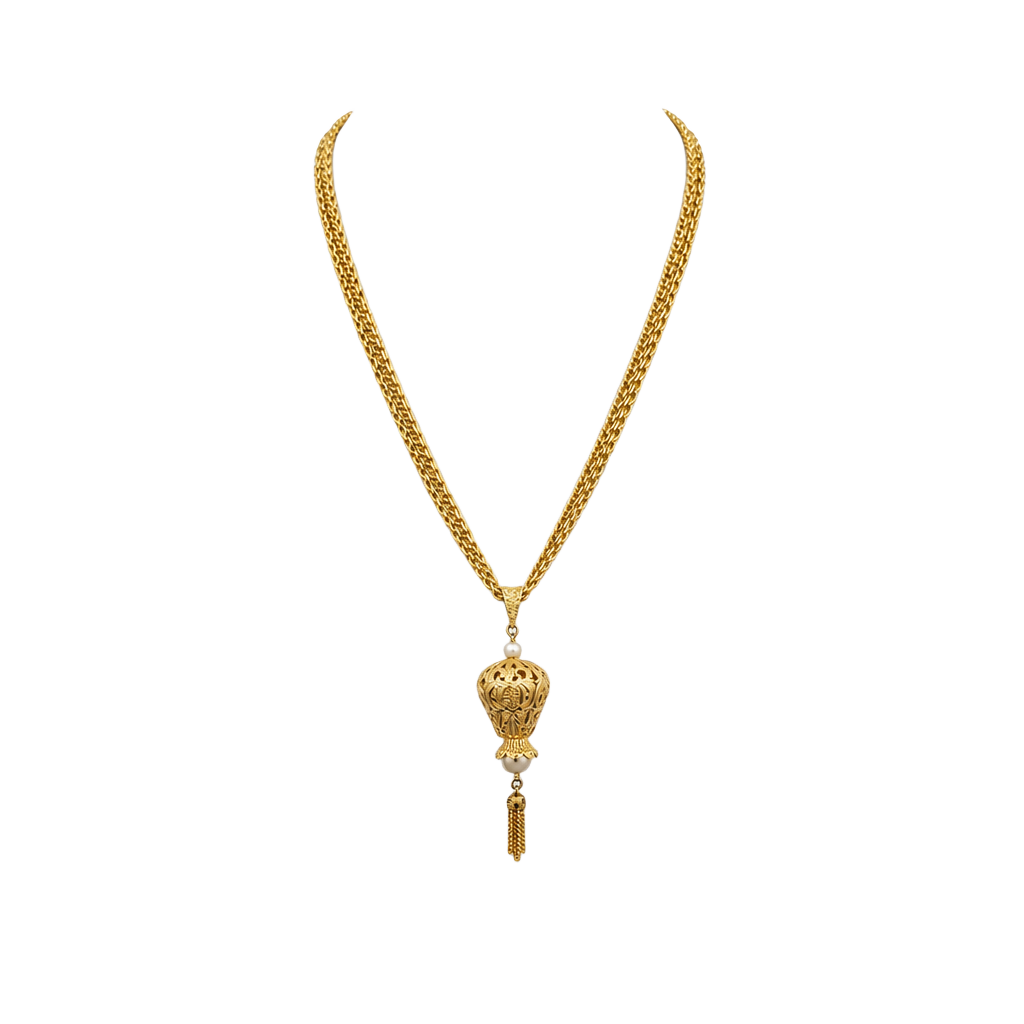 Celebrity Vintage Gold-Tone Multi-Chain Faux Pearl Pendant Necklace 1