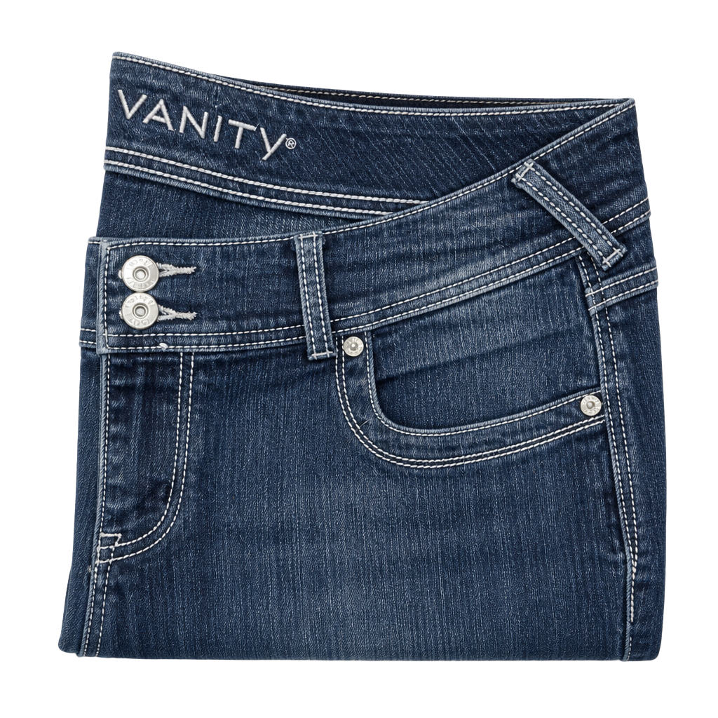 Vanity Flare Jeans Size 31W x 33L Blue Denim Low Rise Double Button 1