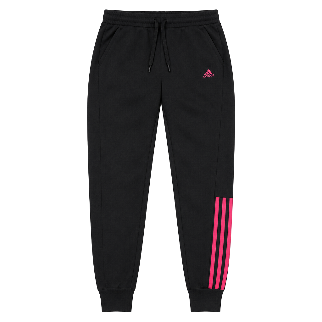 Adidas Sport Essentials Black Pink Track Pants 1