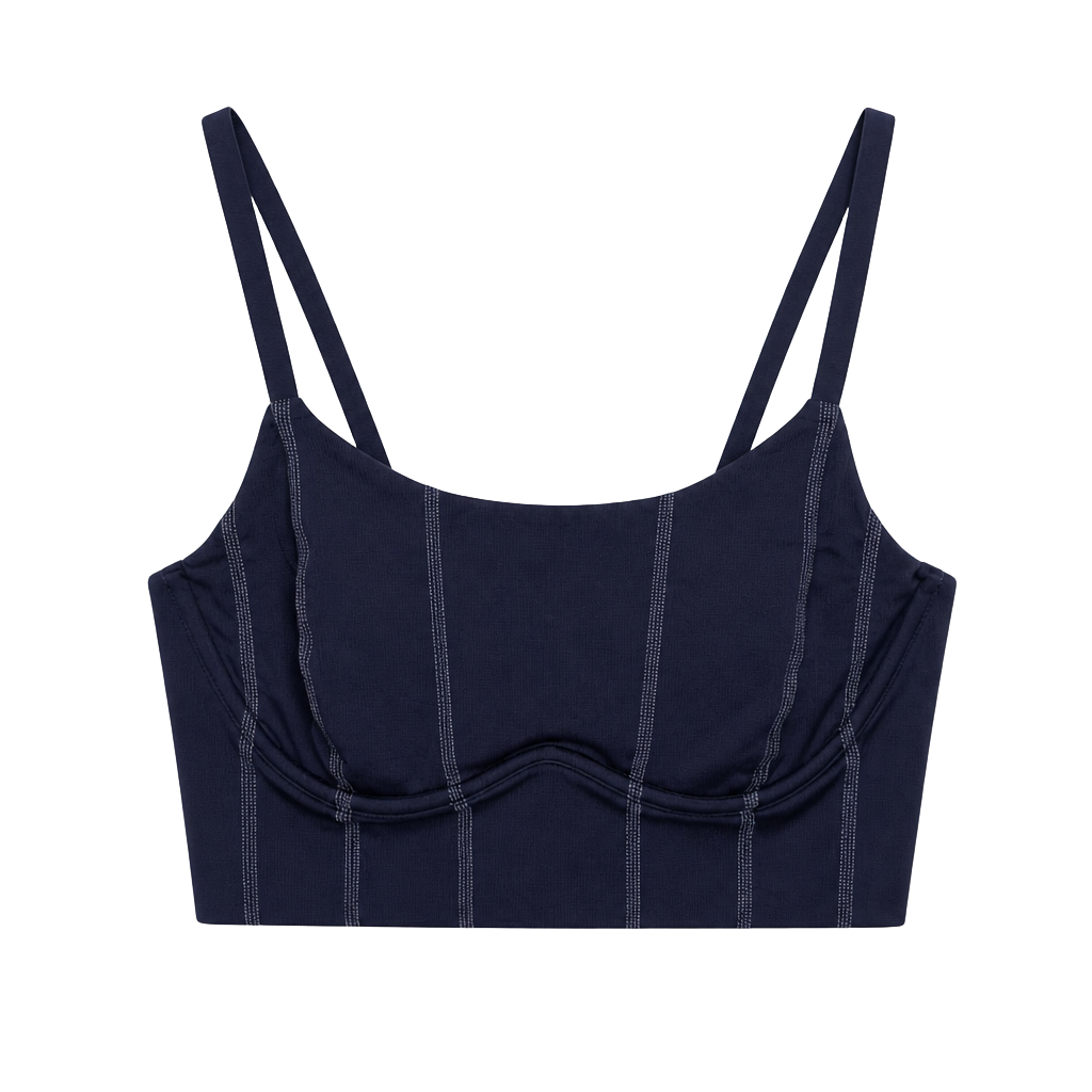 PINK Victoria's Secret Corset Bralette Navy Blue Contrast Stitching 1