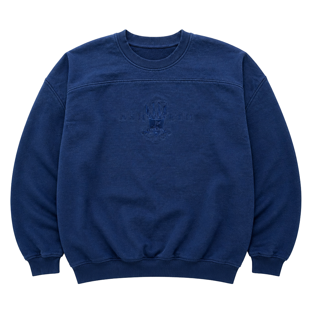 Vintage Ashworth Carpe Diem Embroidered Navy Sweatshirt Size Large 1