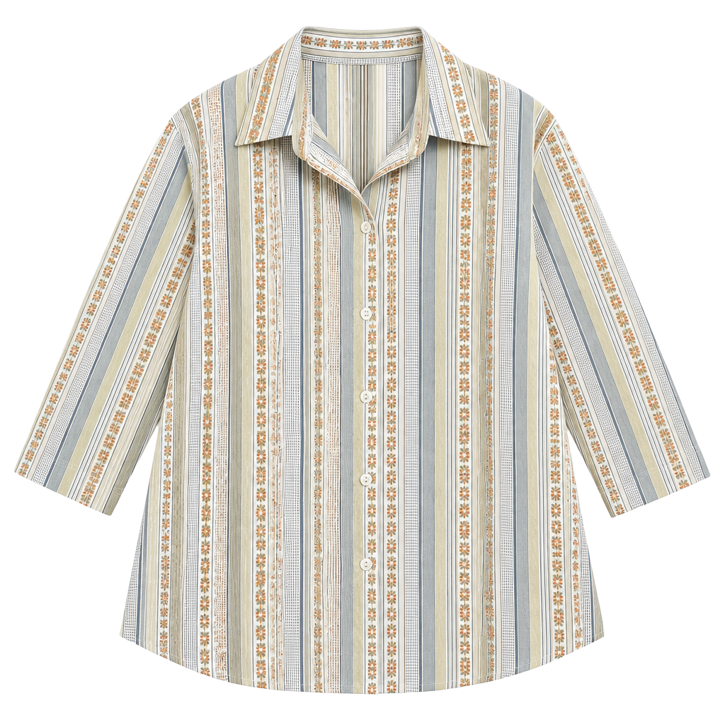 Lemon Grass Button Down Shirt Size L Multicolor Striped Cotton 1