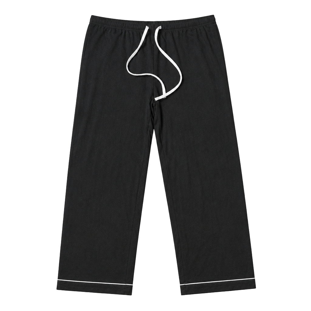 Flora Nikrooz Black Pajama Lounge Pants with Drawstring and White Piping Size M 1