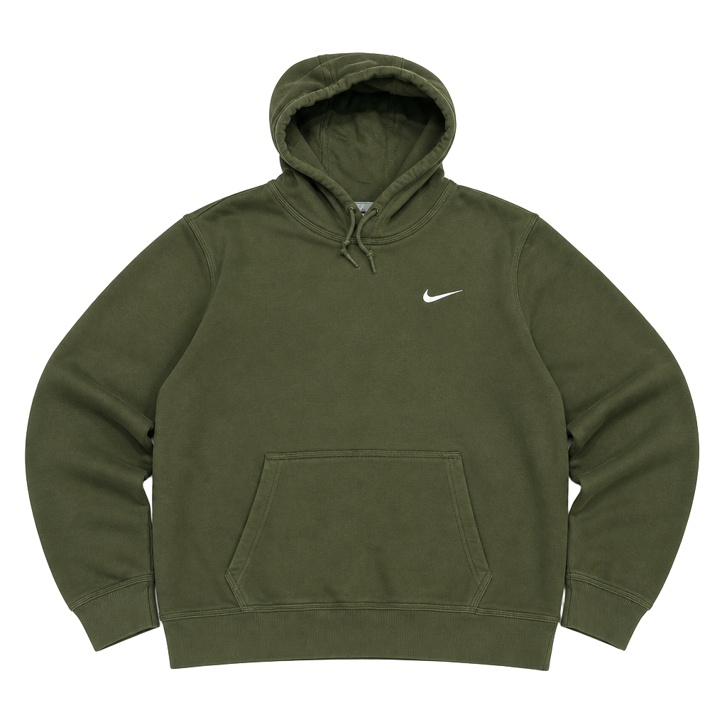 Nike Olive Green Embroidered Swoosh Pullover Hoodie 1