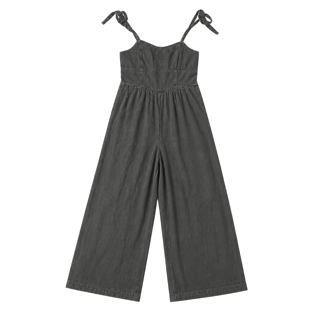 Women's Black Front Cut Out Smocked Back Sleeveless Wide Leg Jumpsuit 1