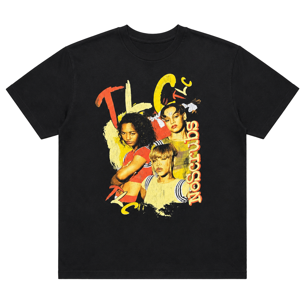 TLC No Scrubs Black Graphic Tee Short Sleeve Band Shirt 1