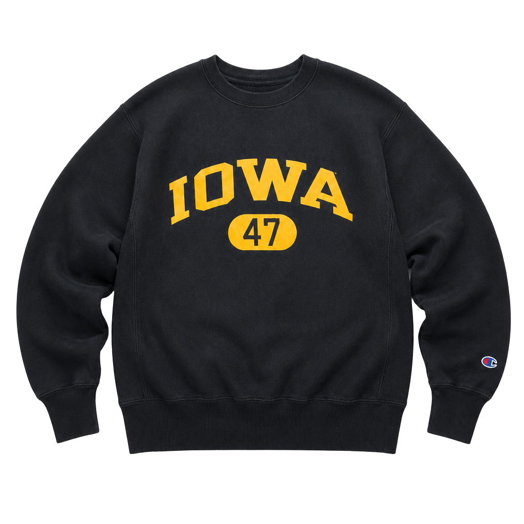 Champion Reverse Weave Iowa Hawkeyes University Crewneck Sweatshirt Black 1