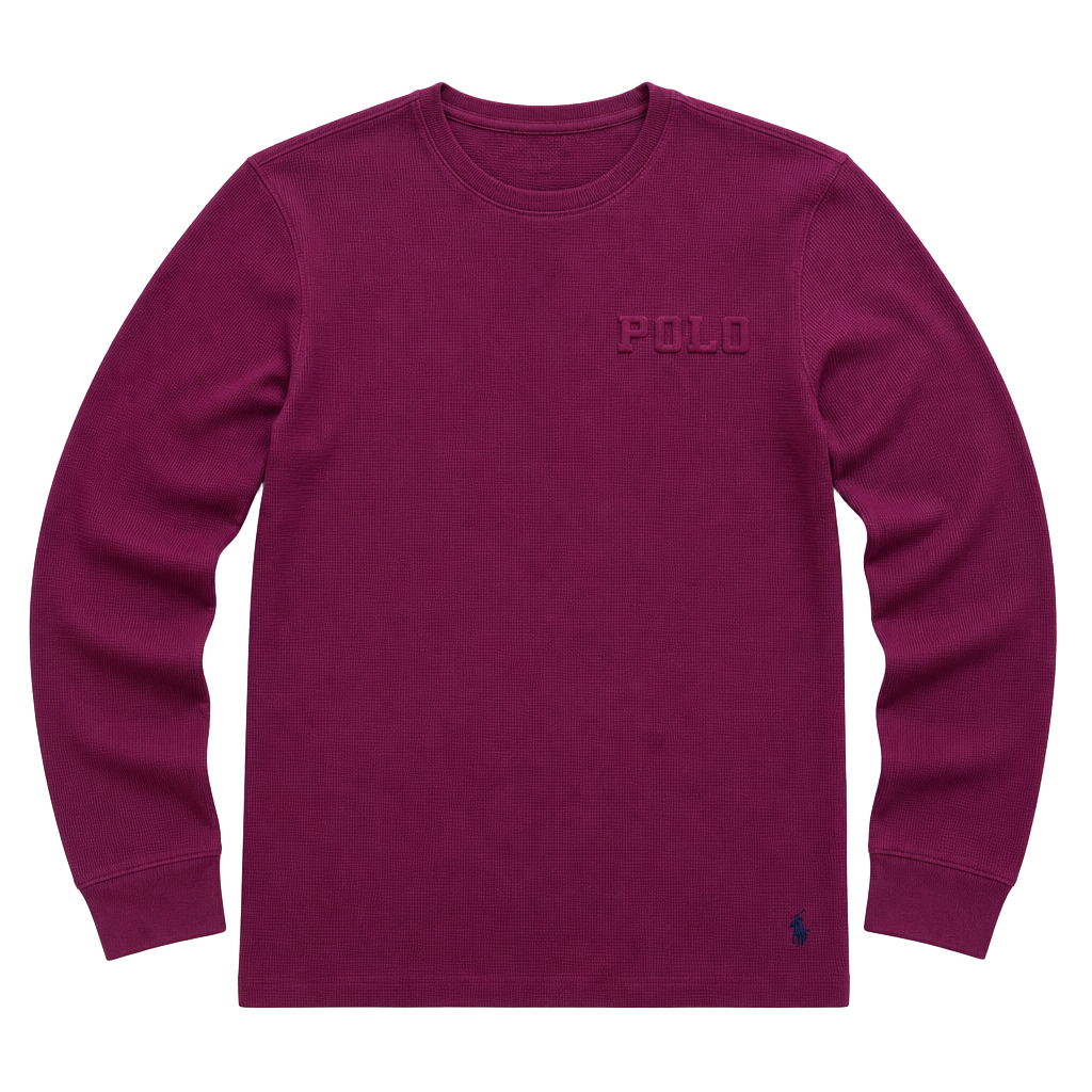 Polo Ralph Lauren Waffle Knit Long Sleeve Thermal Shirt Men's Medium Burgundy NWT 1