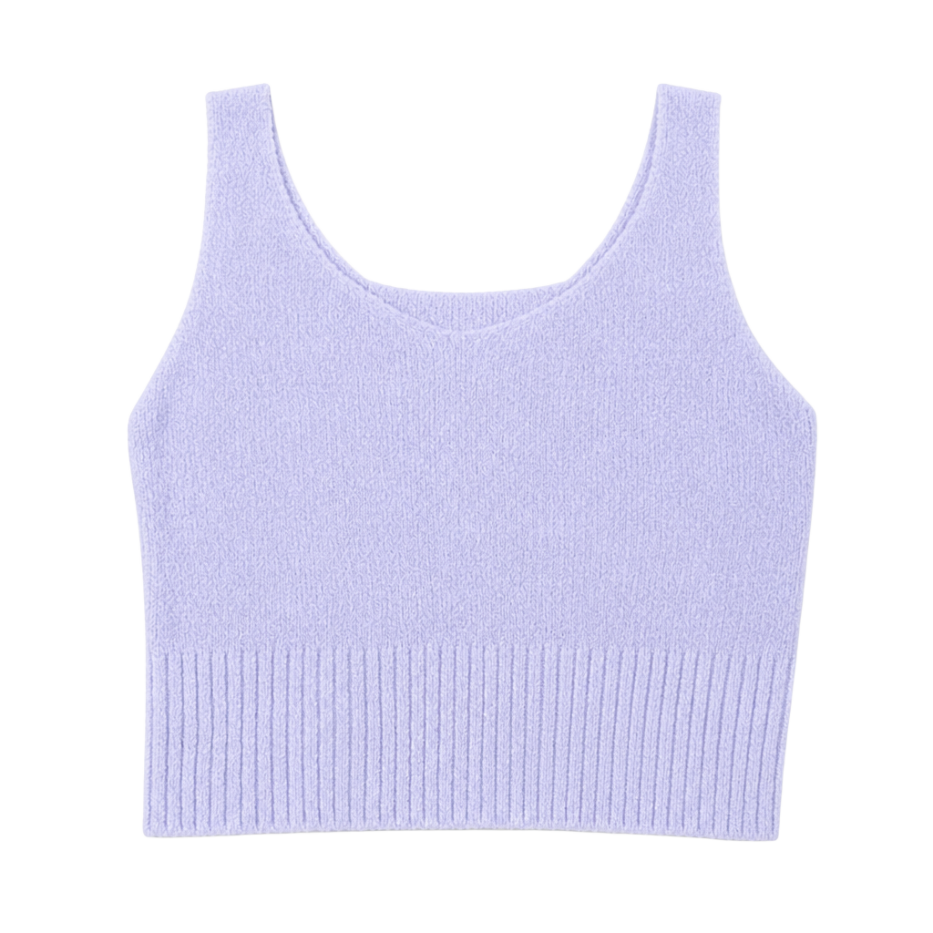 A New Day Women's Pastel Purple Fuzzy Cropped Knit Sweater Tank Top Size XS 1