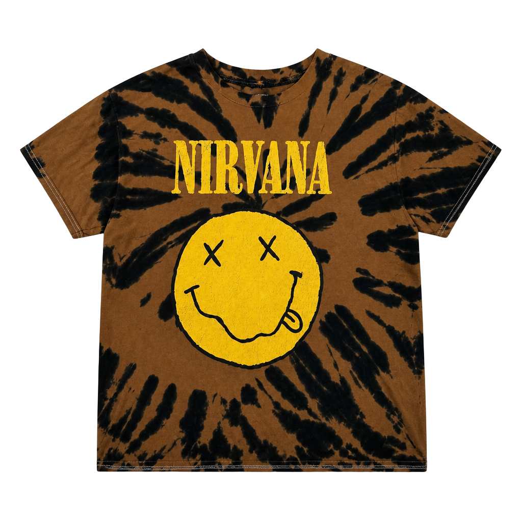 Nirvana Smiley Face Bleach Tie Dye Band T-Shirt Size Large 1