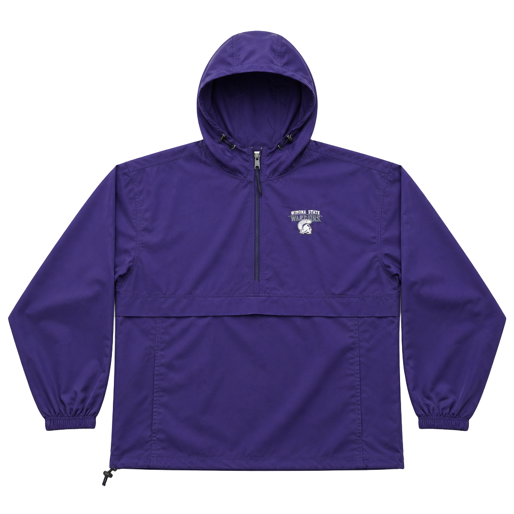 Champion Winona State Warriors Half-Zip Hooded Anorak Jacket Purple 1