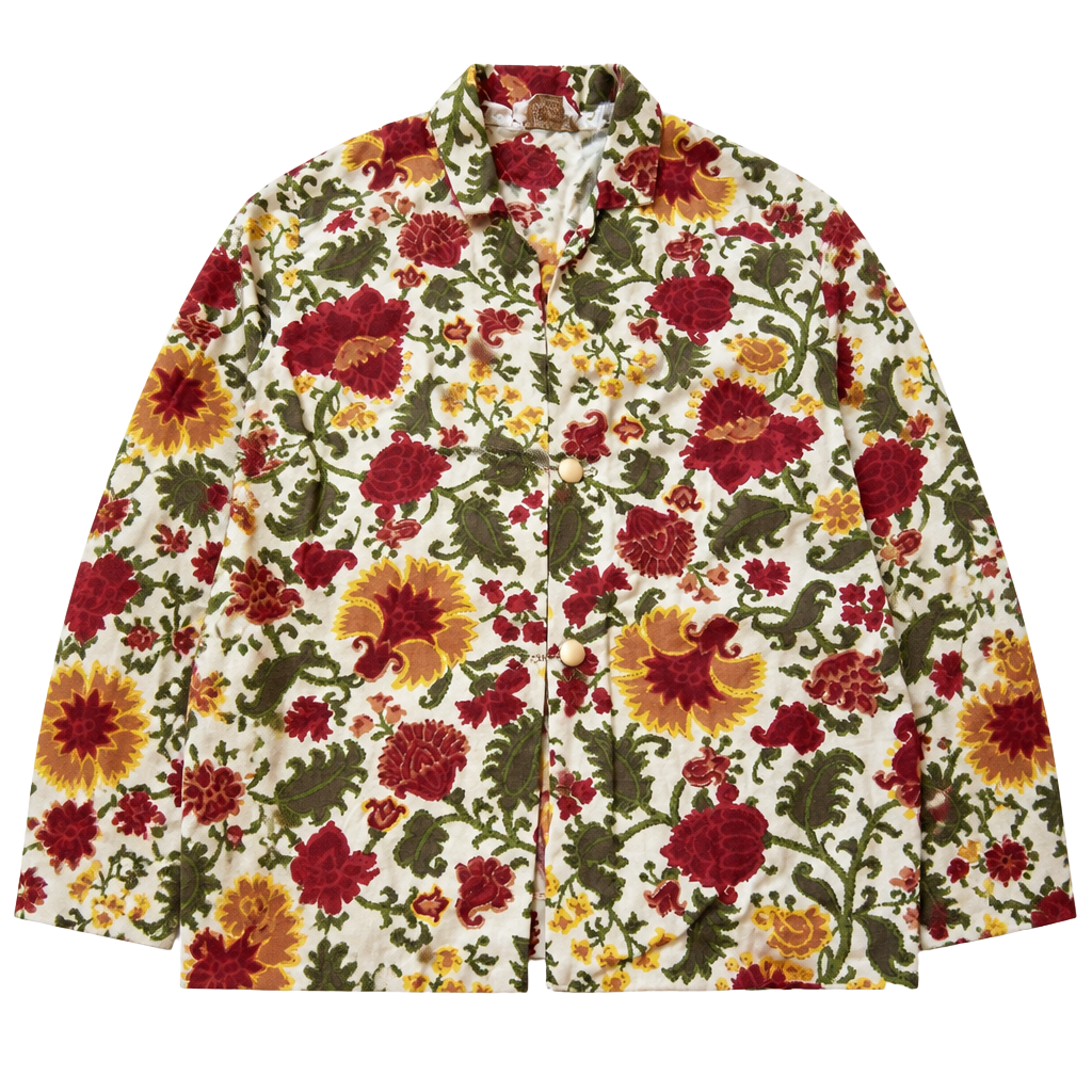 Vtg 1967-69 H Bar C California Ranchwear Floral Shirt Loop Collar Cotton Western M 1