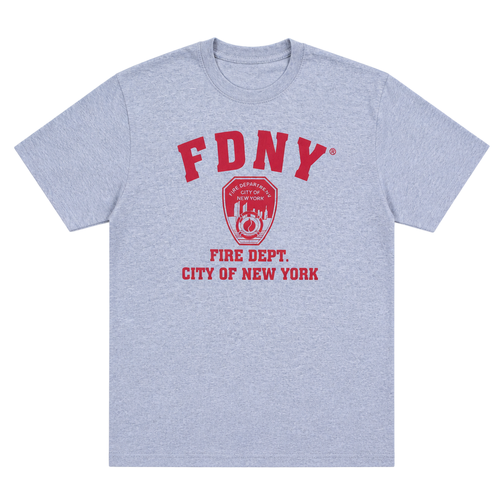 Y2K 2006 | FDNY New York City Fire Department Official Licensed Gray Crewneck T-Shirt First Responder 🔥 NYC 1
