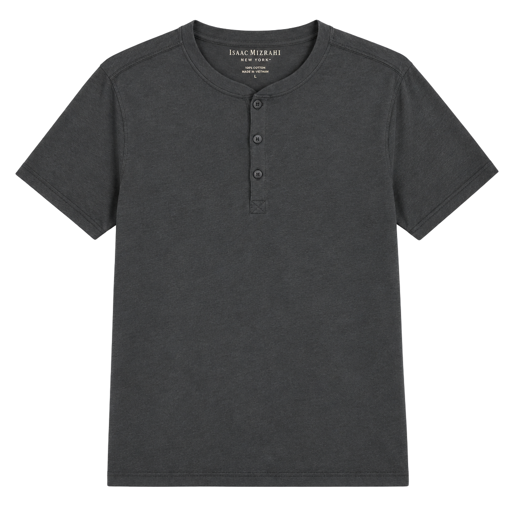 Isaac Mizrahi New York Henley Size XL Black Pima Cotton Blend 1