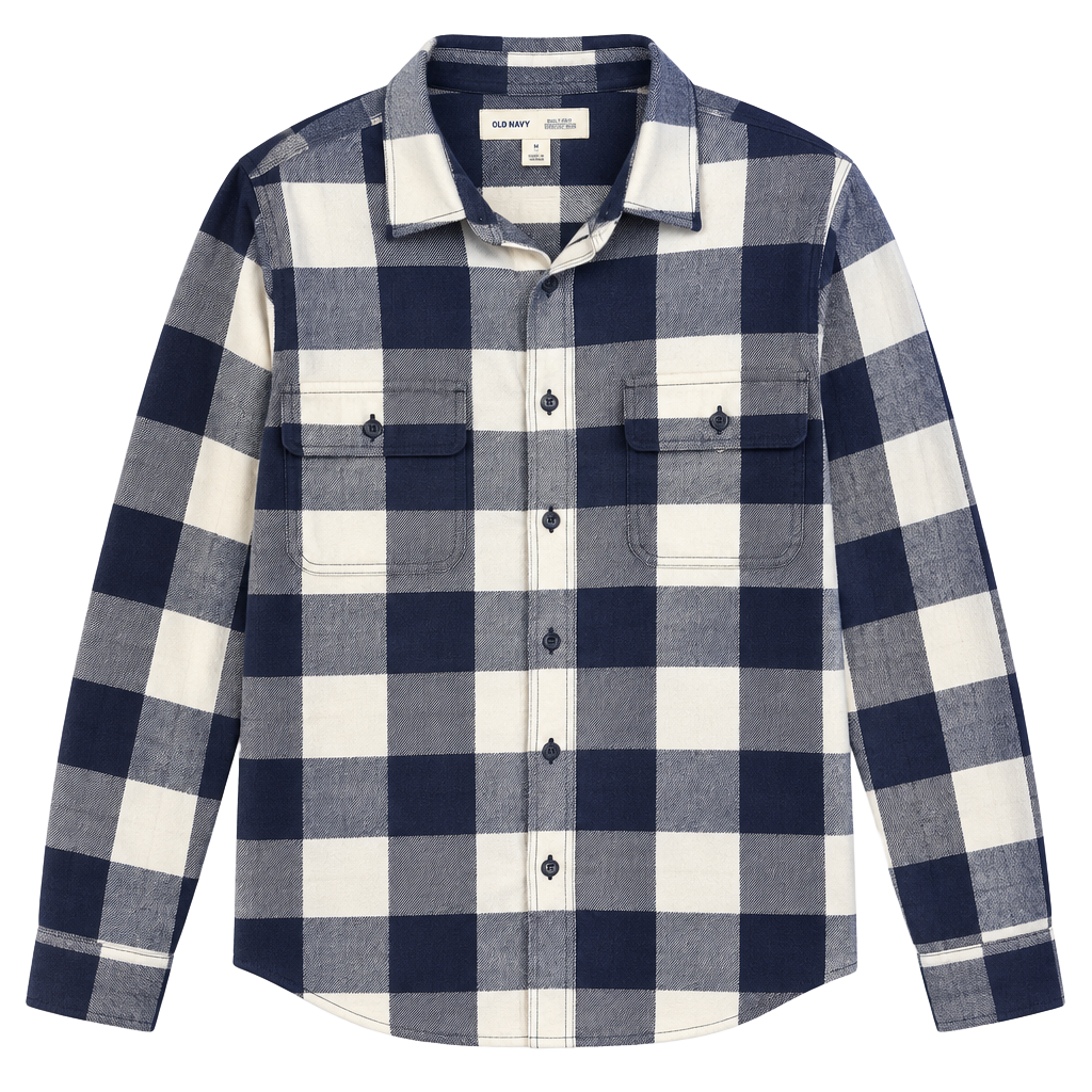 Old Navy Flannel Shirt Size XL Blue White Plaid 1