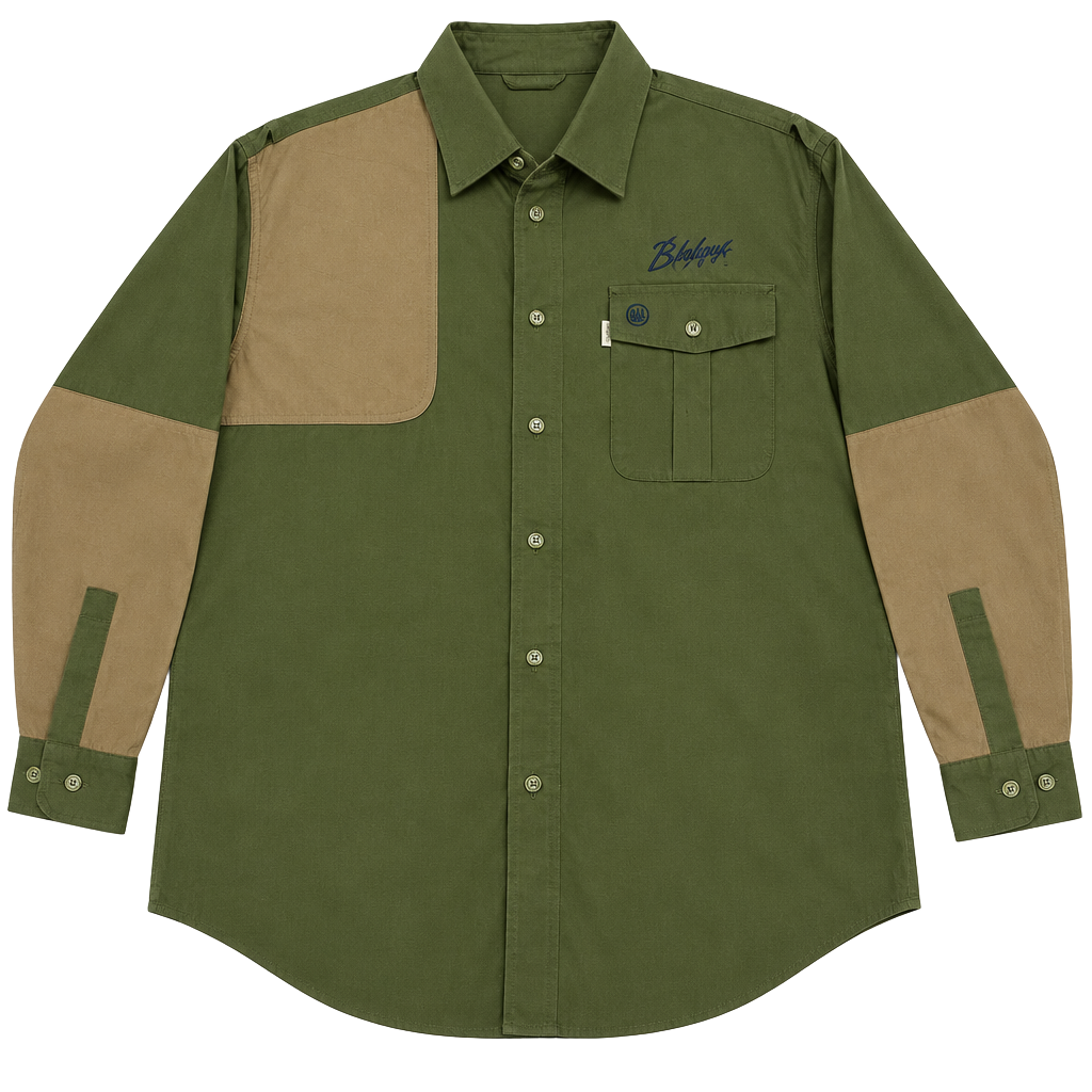 Beretta Hunting Shirt XL Olive Green Brown Shooting Patch Long Sleeve 1