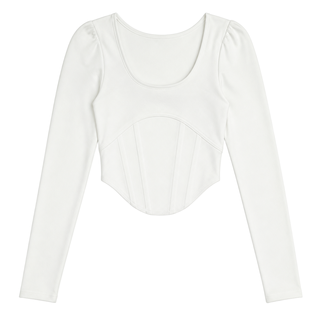 Don Lee Long Sleeve White XS Corset Top 1