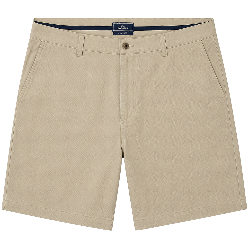 Dockers Relaxed Fit Pleated Khaki Dress Pants in Grey Tan 1