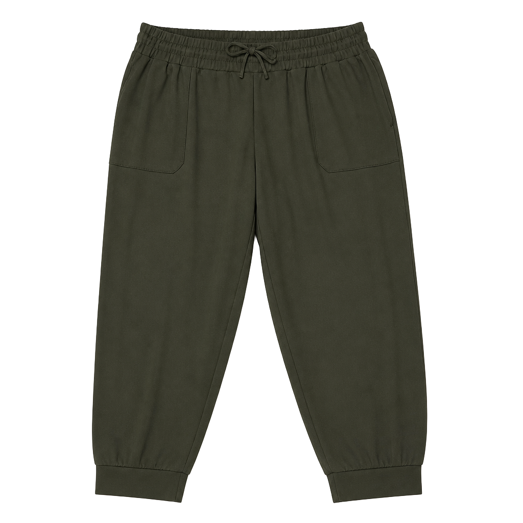 MONDE'14 Performance + Luxury Dark Olive Green High-Waist Joggers XXL 1