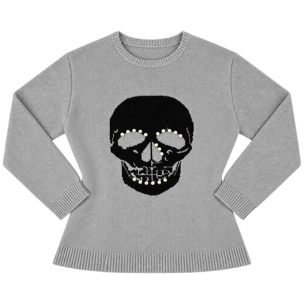Vigoss Skull Rhinestone Knit Sweater Size L 1