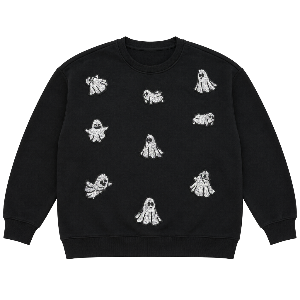 Better Together Sequin Ghost Black Sweatshirt 1