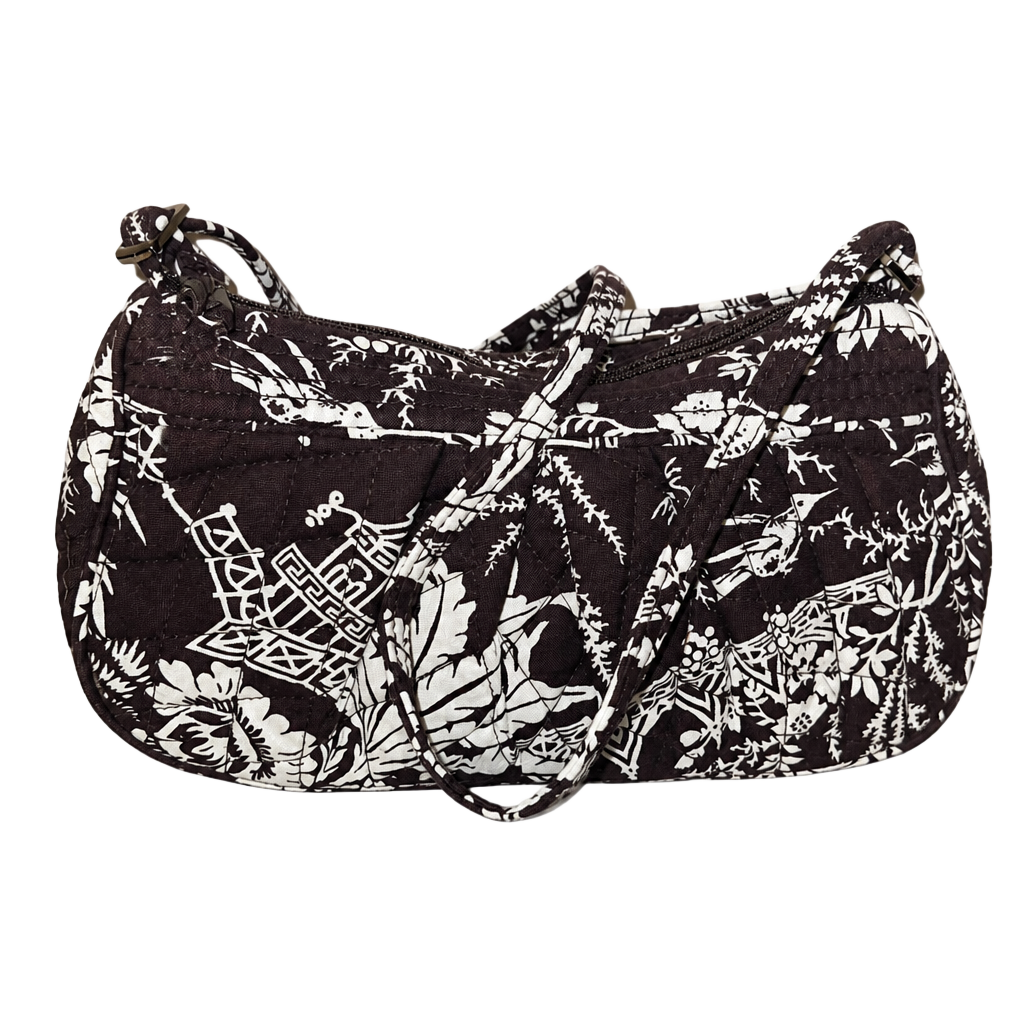 Vera Bradley Quilted Shoulder Bag Brown White Floral 1