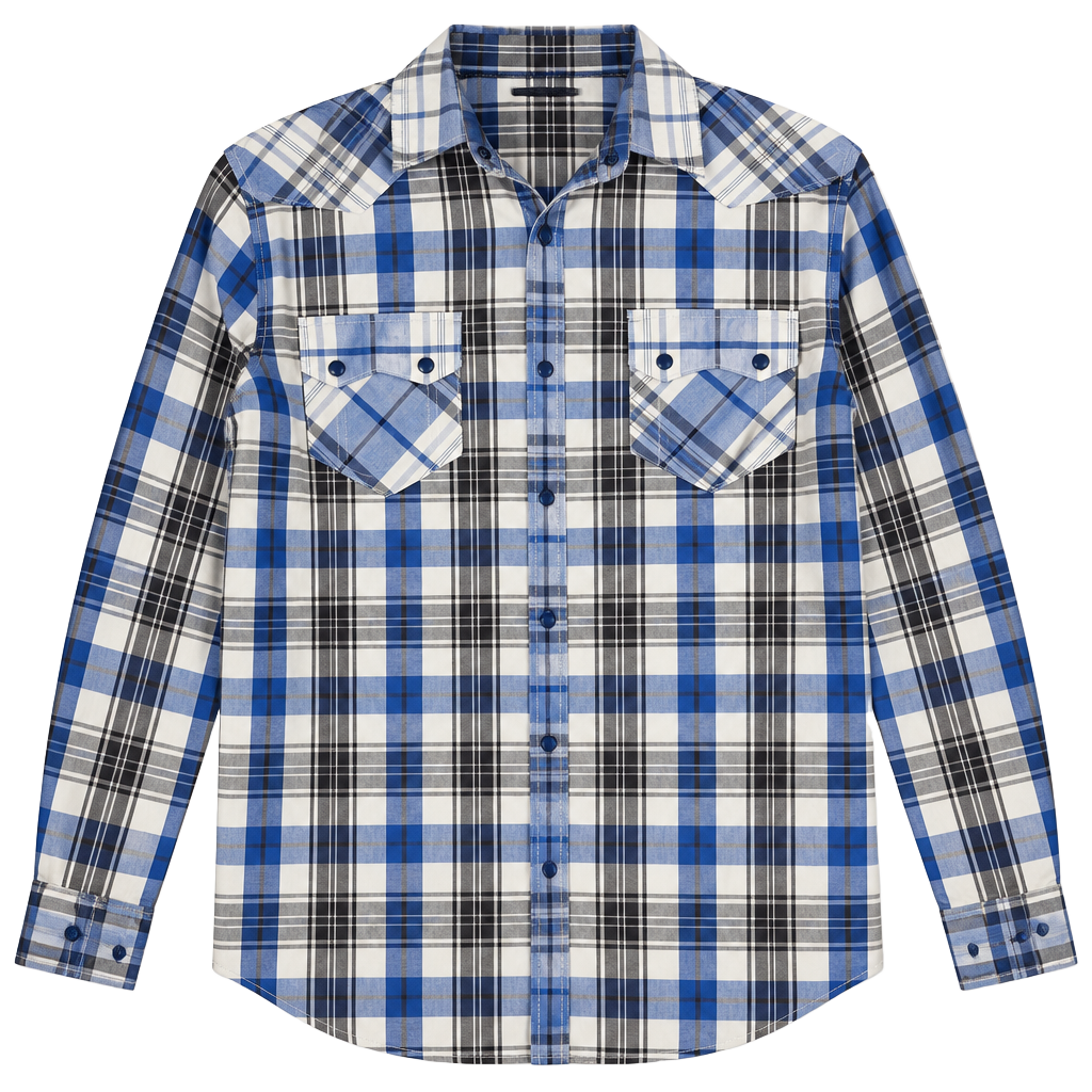 American Rag Long Sleeve Plaid Western Shirt Size M Blue 1