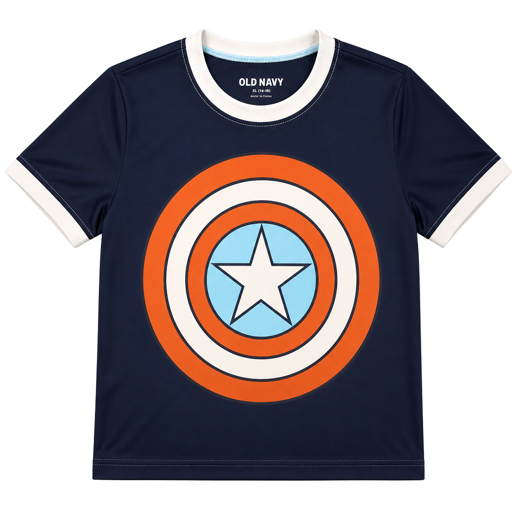 Old Navy Boys Marvel Captain America Rash Guard Swim Shirt Size XL (14-16) 1