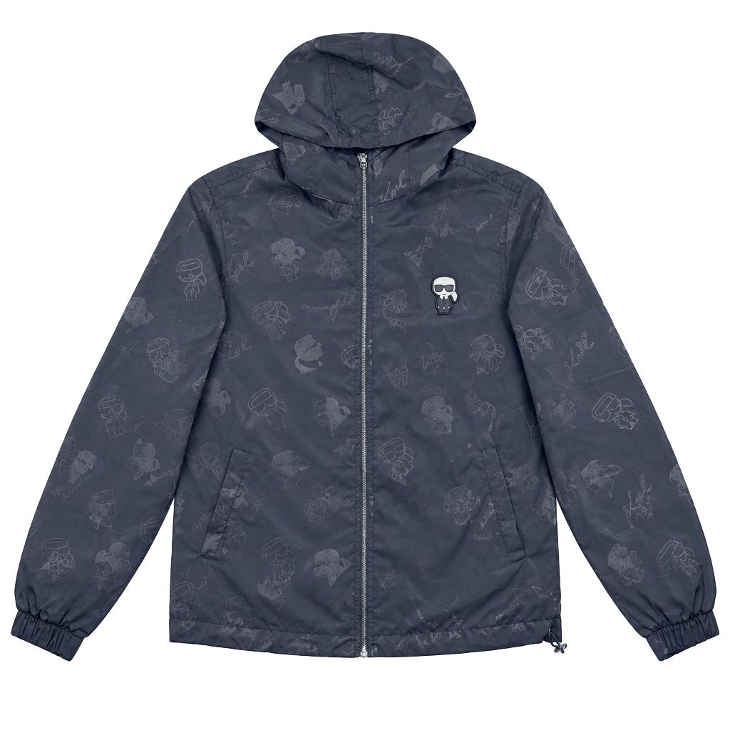 Karl Lagerfeld Karlito Monogram Hooded Windbreaker Black 1