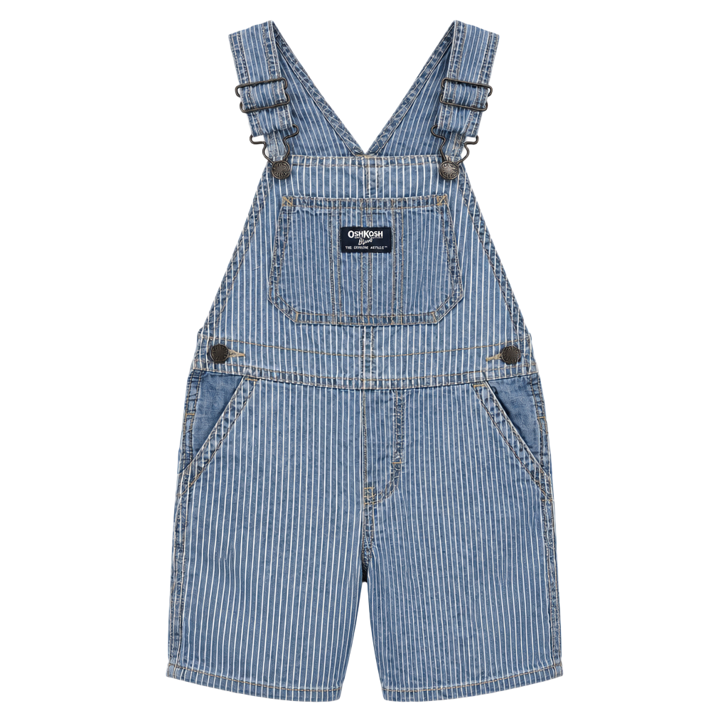 OshKosh B'Gosh Hickory Stripe Shortalls Size 4T Blue White 1