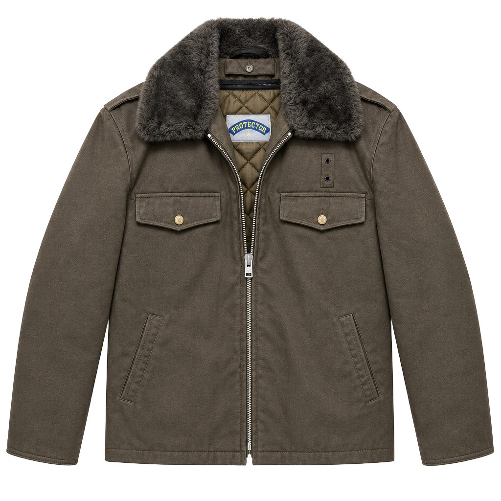 Protector Jacket Size 44R Brown Uniform Bomber Fur Collar 1